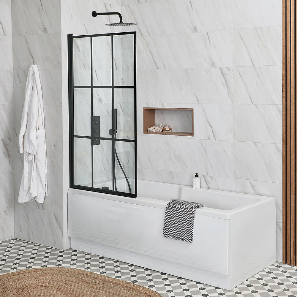 Standard-Duschbadewanne, 1700mm x 750mm – inkl. Aufsatz mit Gittermuster – Schürze wählbar – Sandford