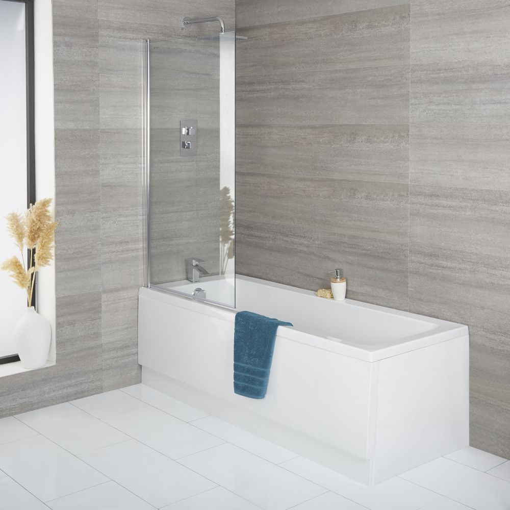 Einbau-Badewanne – Größe wählbar, mit eckigem Badewannenaufsatz und Schürze - Exton