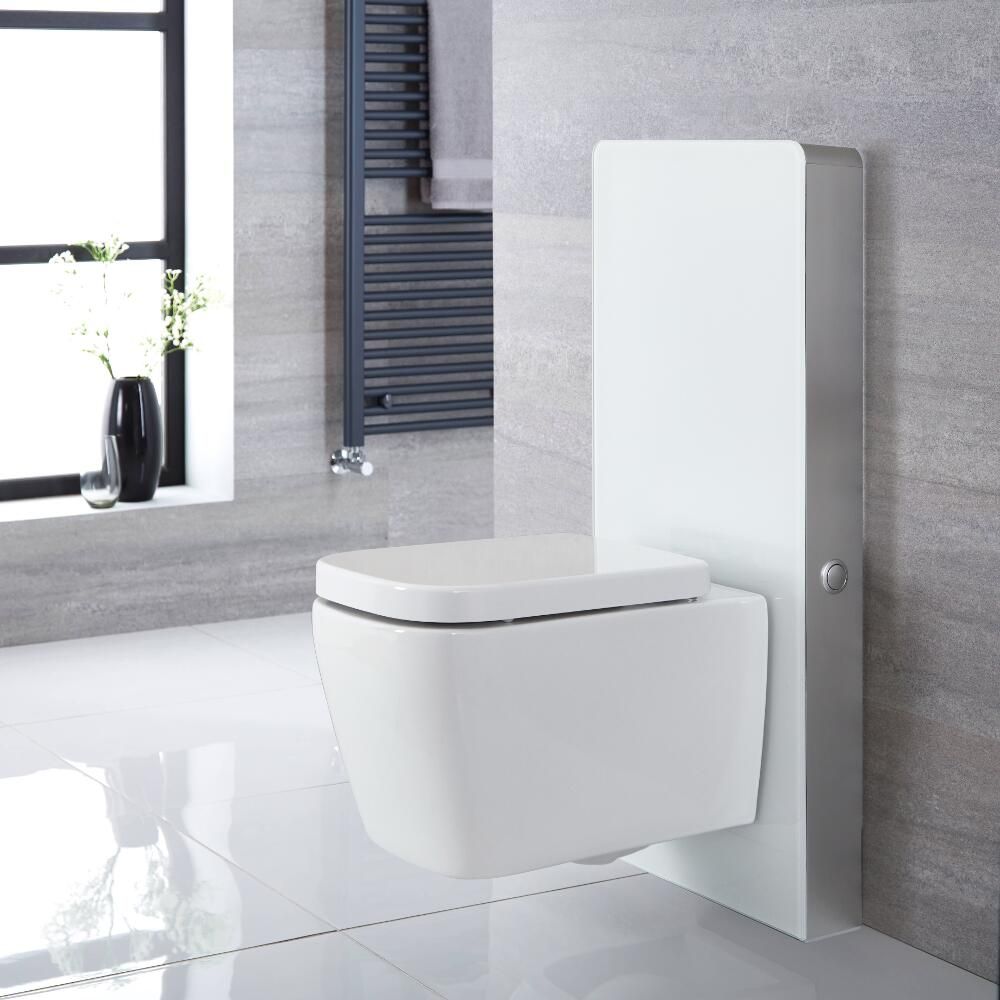 Milton Wand-WC inkl. Saru Sanitärmodul mit Sensor-Spülung H 1000mm Weiß