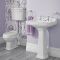 Badezimmerset Retro - mit freistehender Badewanne, hohem Stand-WC, und Standwaschbecken (mit Armaturen) - Greiffüße Chrom - Carlton