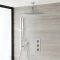 Duschsystem mit Thermostat – mit 300mm x 300mm Duschkopf und Brausestangenset  - Chrom - Kubix