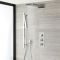 Duschsystem mit Thermostat und Umsteller– mit schmalem Wasserfall-Duschkopf und Brausestangenset - Chrom – Como
