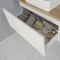 Waschtischunterschrank 800mm Aufsatzwaschbecken und LED wählbar - Weiß/Eiche – Newington
