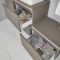 Waschtischunterschrank Versetzt 1800mm 2 Aufsatzwaschbecken und LED wählbar - Grau – Newington
