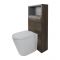 Modernes Badezimmerset – 600mm Waschtischunterschrank, Stand-WC mit Spülkastenverkleidung, Regalboxen und Spiegel - Dunkle Eiche - Hoxton