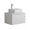 Waschtischunterschrank 600mm Aufsatzwaschbecken und LED wählbar - Mattweiß – Newington