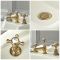 3-Loch Waschtischarmatur mit Zugstangen-Ablaufgarnitur, Kreuzgriffe - gebürstetes Gold - Elizabeth