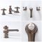 3-Loch Waschtischarmatur mit Zugstangen-Ablaufgarnitur, Kreuzgriffe - geölte Bronze - Elizabeth