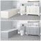 Badausstattung mit Badewanne, Waschtisch mit 1200mm Unterschrank und Toilette mit verkleidetem Spülkasten - Thornton