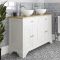 Badausstattung mit Einbau-Badewanne, Doppel-Aufsatzwaschbecken mit 1200mm Unterschrank und Toilette mit verkleidetem Spülkasten - Thornton