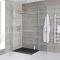 Duschkabine mit Schwingtüren, für Eckeinbau – inkl. Duschwanne mit Schiefer-Effekt (Finish wählbar) – wählbare Größe – Chrom – Portland