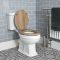 Weiße Stand Toilette mit aufgesetztem Spülkasten und Holzsitz - Richmond