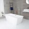 Freistehende Badewanne (eckig), mit zwei Rückenschrägen, 1615mm x 720mm, Mittelablauf – Farbe der Überlaufgarnitur wählbar – Sandford