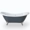 Freistehende Badewanne mit erhöhten Rückenschrägen, Steingrau, 1750mm x 730mm, Mittelablauf - Füße in Chrom - Elton