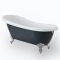 Freistehende Badewanne mit erhöhter Rückenschräge, Steingrau, 1710mm x 740mm - Füße in Chrom - Elton