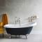 Freistehende Badewanne mit erhöhter Rückenschräge, Steingrau, 1710mm x 740mm - Füße in Chrom - Elton