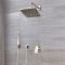 Harting Einhebel-Duscharmatur mit Umschalter, 200mm x 200mm quadratischer Kopf und Handbrause - Gebürstetes Nickel