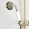 Retro-Duschsäule, ohne Armatur - inkl. rundem 194mm Duschkopf und Handbrause – Gebürstetes Gold – Elizabeth