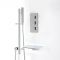 Dusch- und Badesystem mit Unterputz-Thermostat – mit Wasserfall-Wanneneinlauf und Brausestangenset – Chrom – Kubix
