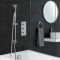 Duschsystem für Badewanne mit rundem Thermostat, Überlauf-Wanneneinlauf und Brausestangenset, Chrom - Como