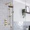 Retro Unterputz-Duschsystem mit Thermostat - inkl. 200mm Wand-Duschkopf und Brausestangenset - Gebürstetes Gold - Elizabeth
