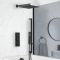 Duschsystem mit Unterputz-Thermostat - inkl. 300mm x 300mm Duschkopf, Brausestangenset und Überlauf-Wanneneinlauf - Schwarz - Preto