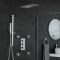 Eckiges Dusch-Thermostat mit Umsteller, flachem Wand-Duschkopf, Brausestangenset und Massagedüsen, Chrom - Kubix