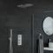 Rundes Dusch-Thermostat mit Umleiter, Wasserfall-Duschkopf und Handbrauseset, Chrom - Como