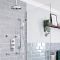 Retro UP Duschthermostat mit Decken-Duschkopf, Massagedüsen und Brausegarnitur, Chrom/Weiß - Elizabeth