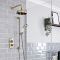 Retro Unterputz-Duschsystem mit Thermostat und Umsteller - inkl. 200mm Wand-Duschkopf und Brausestangenset – Gebürstetes Gold – Elizabeth