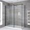 Walk-In Dusche, Schwarz, für Eckeinbau – inkl. weißer Duschwanne – Größe und Seitenpaneel wählbar – Nox