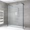 Walk-In Dusche, Schwarz, freistehend – inkl. weißer Duschwanne – Größe und Seitenpaneel wählbar – Nox