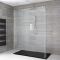 Walk-In Dusche, Chrom, freistehend - inkl. Duschwanne mit Schiefer-Effekt (Finish wählbar) – Größe und Seitenpaneel wählbar – Portland