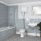 Badezimmerset Retro – WC mit hohem Spülkasten und Waschbecken mit Metallgestell – Richmond