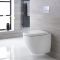 Hänge-WC Weiß ohne Spülrand inkl. hohem Wandrahmen, Wählbare Betätigungsplatte - Ashbury