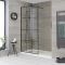 Walk-In Duschwand mit Gittermuster, für Nische – inkl. Duschwanne mit niedrigem Profil – wählbare Größe – Barq