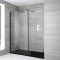 Walk-In Dusche mit Seitenpaneel, Schwarz, für Nische – inkl. Duschwanne mit Schiefer-Effekt (Finish wählbar) – Größe wählbar – Nox