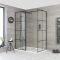 Walk-In Dusche mit Gittermuster und Seitenpaneel, für Eckeinbau - inkl. Duschwanne mit niedrigem Profil – wählbare Größe – Barq