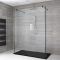Walk-In Dusche mit Seitenpaneelen, Schwarz, freistehend – inkl. Duschwanne mit Schiefer-Effekt (Finish wählbar) – Größe wählbar – Nox