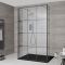 Walk-In Duschwand mit Gittermuster und Seitenpaneel, freistehend - inkl. Duschwanne mit Schiefer-Effekt (Finish wählbar) – wählbare Größen – Barq