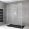 Walk-In Dusche mit Seitenpaneelen, Chrom, freistehend – inkl. Duschwanne mit Schiefer-Effekt (Finish wählbar) – Größe wählbar – Portland