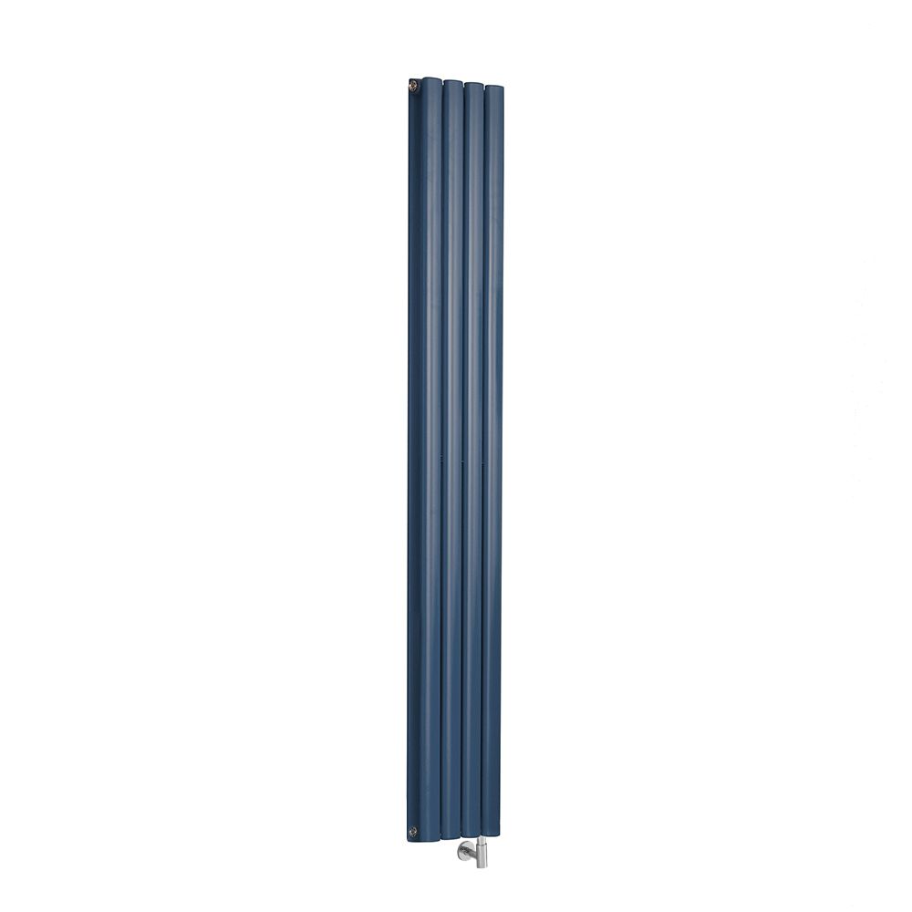 Elektrischer Design Heizkörper, vertikal, B 236mm - Blau (Deep Sea Blue) -  Höhe, Thermostat und Kabelabdeckung wählbar - Revive