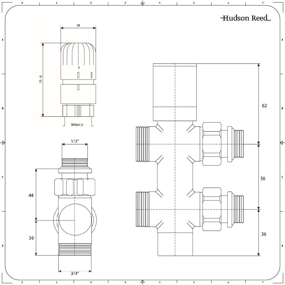 Hahnblock-Ventil, Durchgang, Mittelanschluss, thermostatisch, Eurokonus  Adapter für 12mm Alu-Verbundrrohr, Chrom
