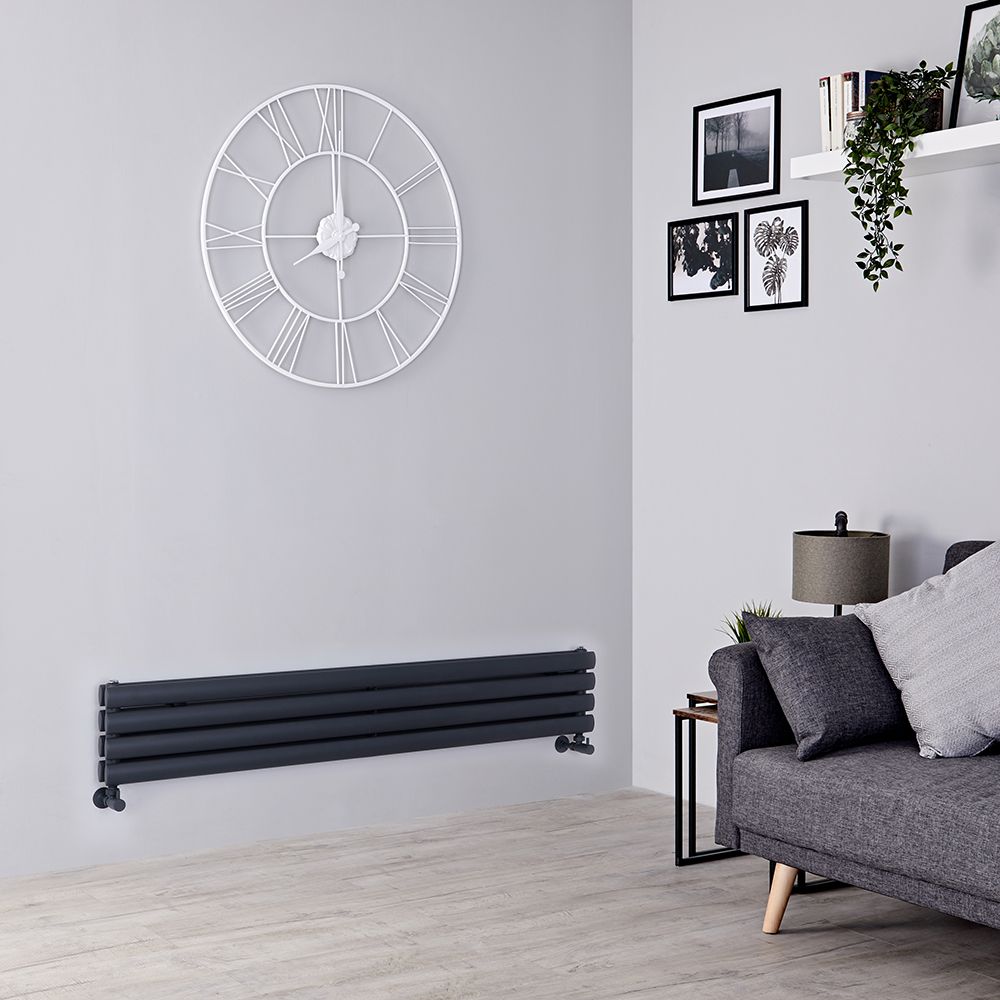 Design Heizköper (doppellagig), horizontal - 236mm x 1400mm, 696W – Anthrazit - Revive
