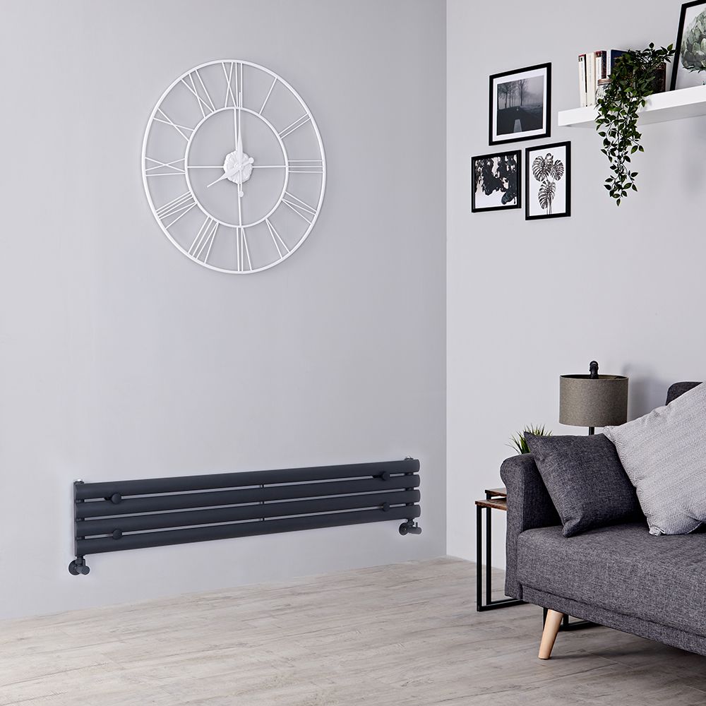 Design Heizköper (einlagig), horizontal - 236mm x 1400mm, 457W – Anthrazit - Revive