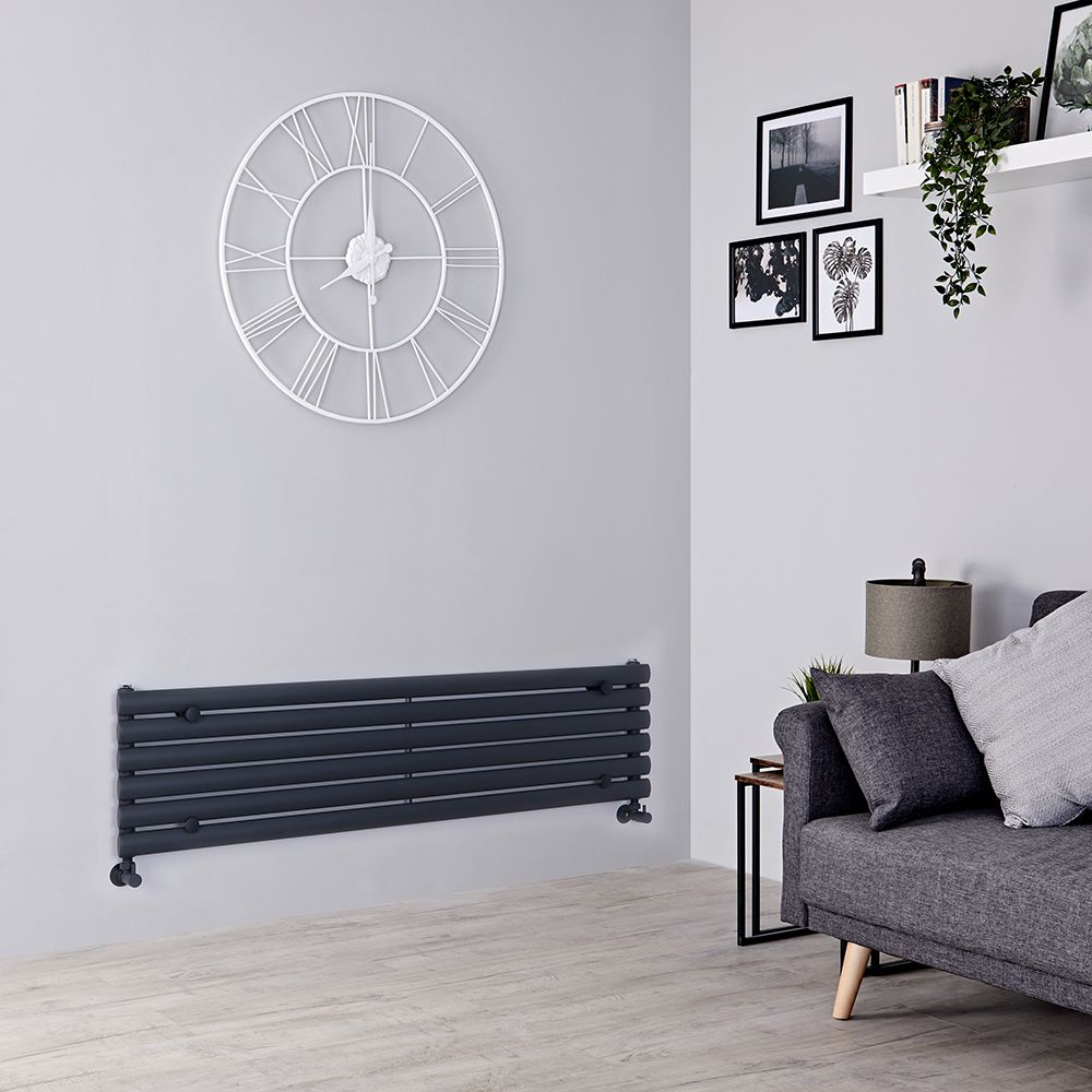 Design Heizköper (einlagig), horizontal - 354mm x 1400mm, 686W – Anthrazit - Revive