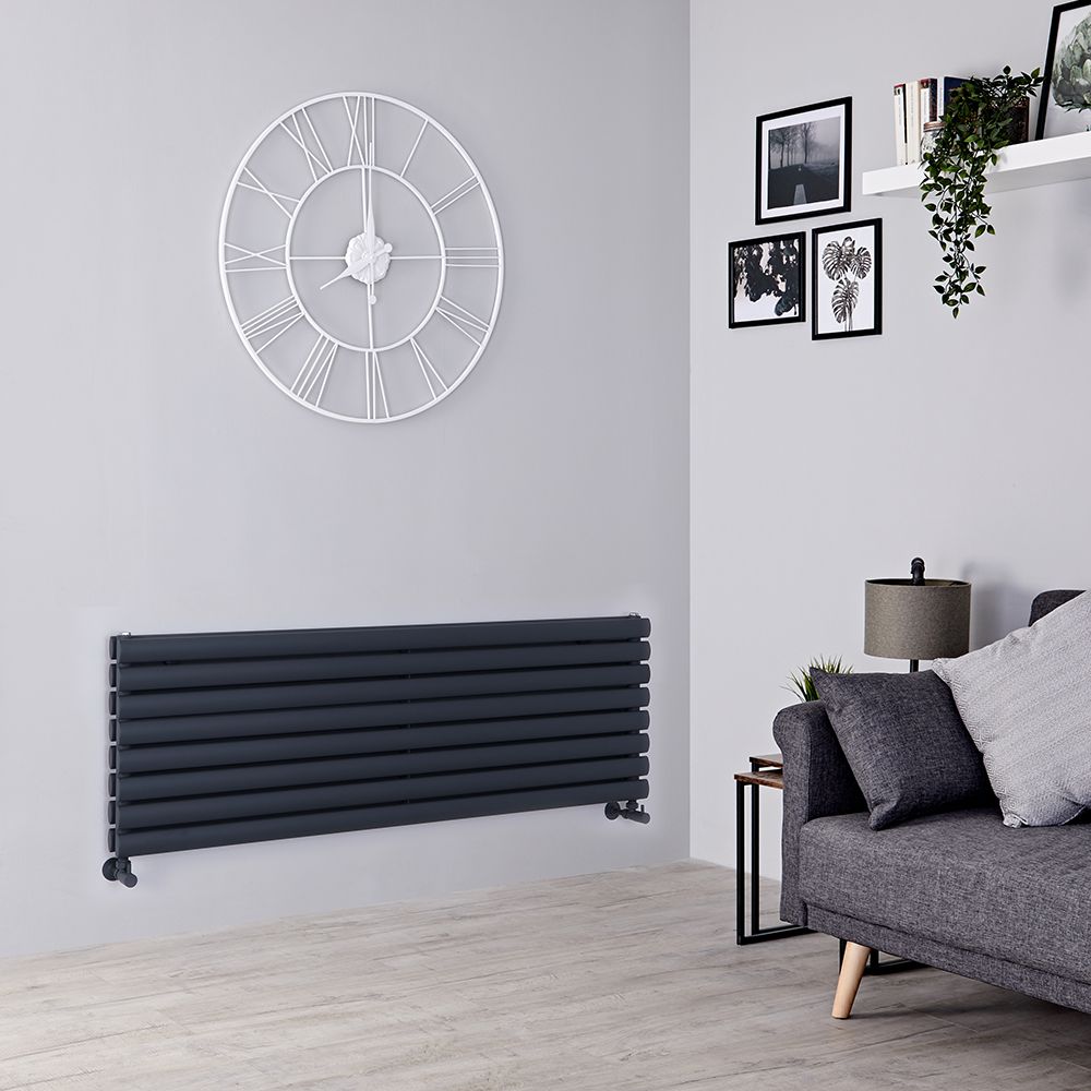 Design Heizköper (doppellagig), horizontal - 472mm x 1400mm, 1392W – Anthrazit - Revive