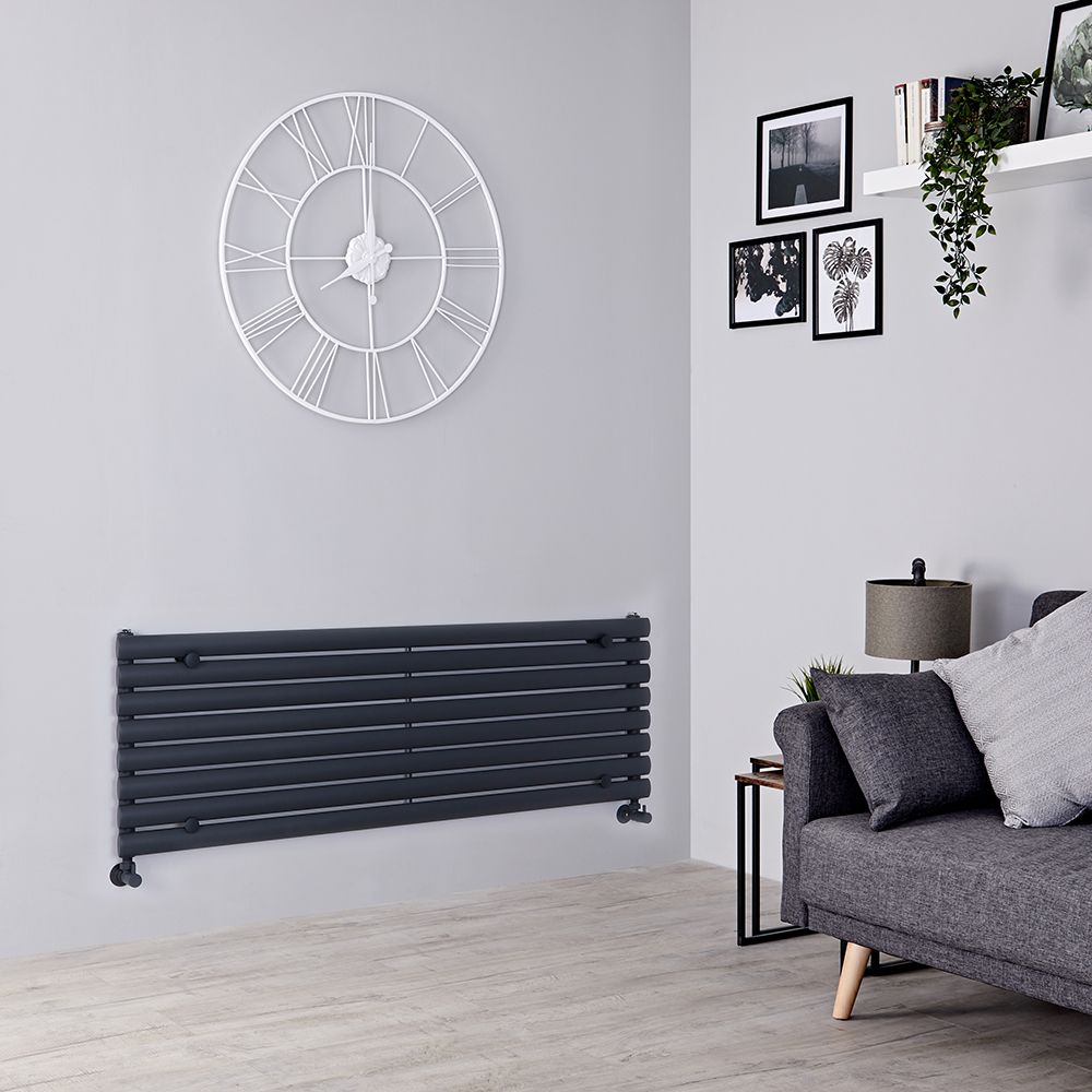 Design Heizköper (einlagig), horizontal - 472mm x 1400mm, 915W – Anthrazit - Revive
