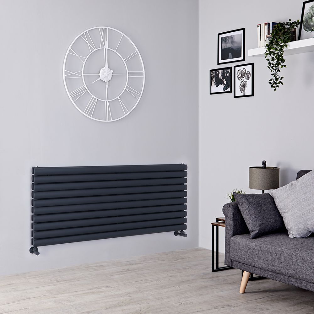 Design Heizköper (doppellagig), horizontal - 590mm x 1400mm, 1740W – Anthrazit - Revive