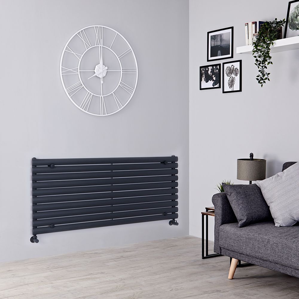 Design Heizköper (einlagig), horizontal - 590mm x 1400mm, 1143W – Anthrazit - Revive
